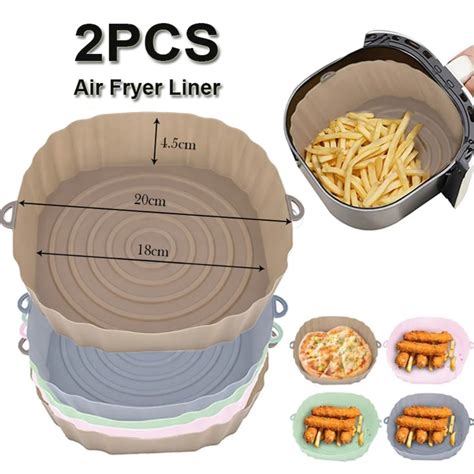 2pcs Air Fryer Silicone Basket Silicone Mold Airfryer Oven Baking Tray