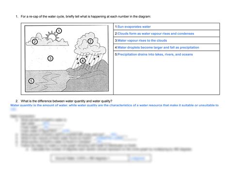 solution science assignment  answer key  water cycle water