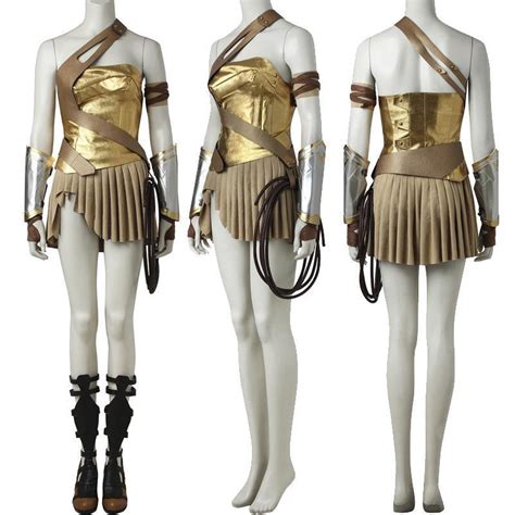 Wonder Woman Gold Armor Battle Gear Cosplay Costume Sandal Boots W