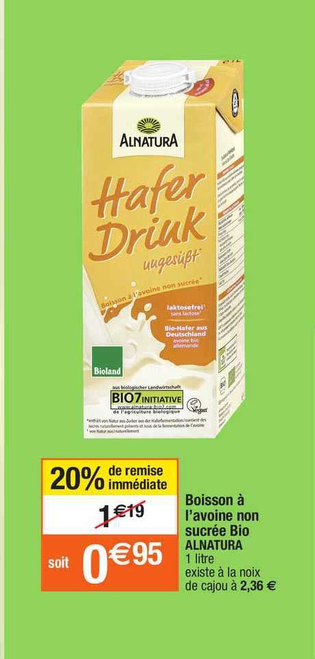 Promo Boisson L Avoine Non Sucr E Bio Alnatura Chez Migros France