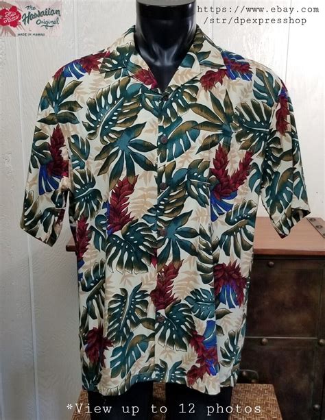 Hilo Hattie Hawaiian Original Floral Palm Button Up R… Gem