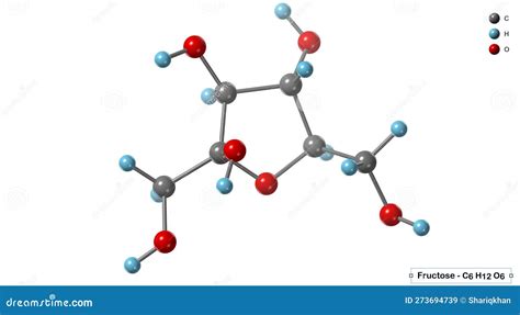 Molecular Or Chemical Structure Of Fructose Or Fruit Sugar C H O