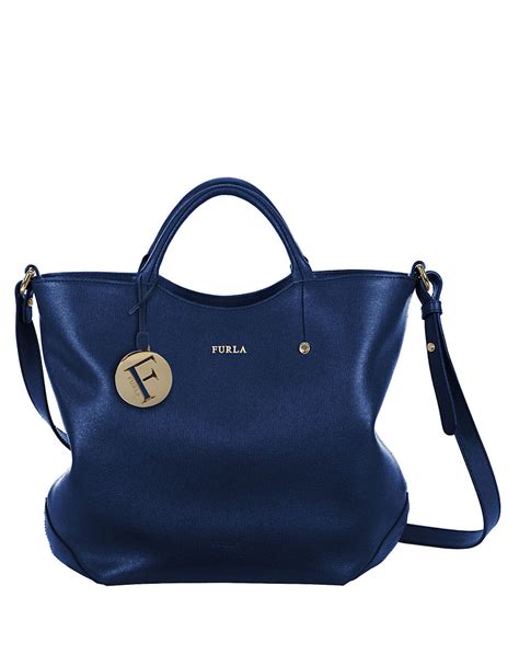 Furla Alissa Leather Northsouth Tote Bag In Blue Lyst