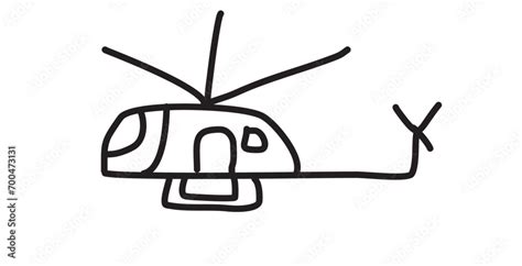 helicopter drawing with line silhouette for coloring, hand-drawn logo ...