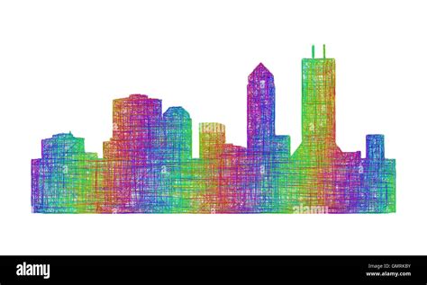 Jacksonville Skyline Silhouette Multicolor Line Art Stock Vector