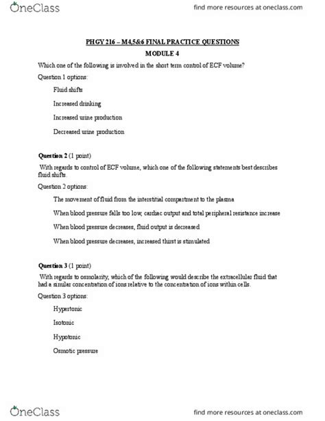 Phgy Phgy Module And Final Practice Questions