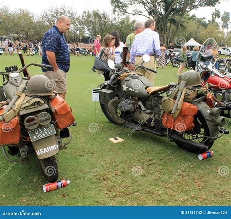 Two Vintage American Military Motorcycles Editorial Photography Image