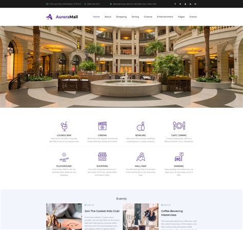 Shopping Mall Website Design Auroramall Templatemonster