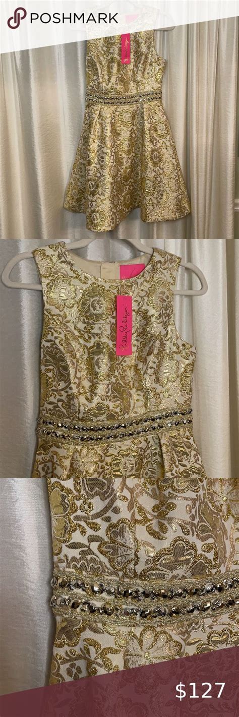 NWT Lilly Pulitzer Levy Dress In Gold Metallic Lilly Pulitzer