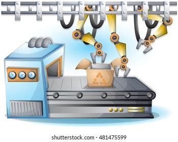 Robot Arm Work On Car Factory Stock Vector Royalty Free