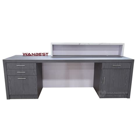 Custom Build Reception Counter Desk Marble Flowing Shape