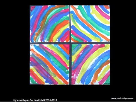 Four Square Paintings With Different Colors And Lines On Them Each