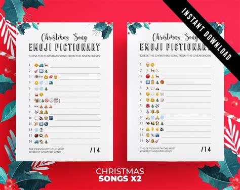 Christmas Emoji Quiz Bundle Printables Emoji Pictionary Etsy Canada