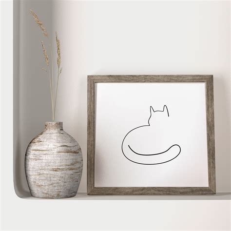 Abstract Cat One Line Art Print Simple Line Cute Cat Soft - Etsy