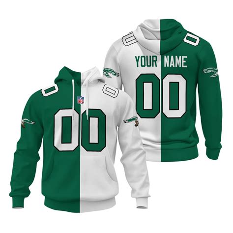 Philadelphia Eagles Kelly Green White Split Custom Hoodie - All Stitch ...