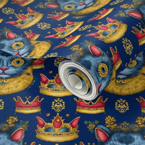 Royal Blue Anthro Cat Inspired By Louis Wallpaper Spoonflower