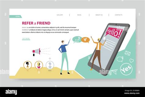 Refer a Friend, creative website template, flat design vector ...