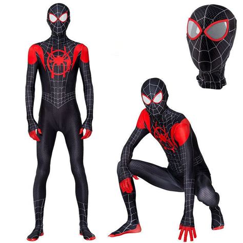 Spider Man En El Verse Niños Adulto Disfraz Miles Morales Cosplay Traje