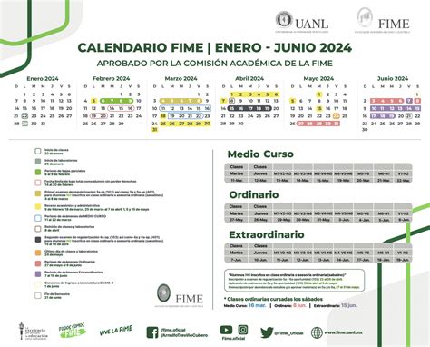 Calendario FIME Enero Junio 2024 Facultad de Ingeniería Mecánica