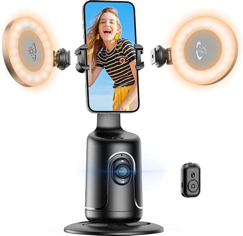 Auto Face Tracking Tripod With Selfie Ring Light Rotation Face