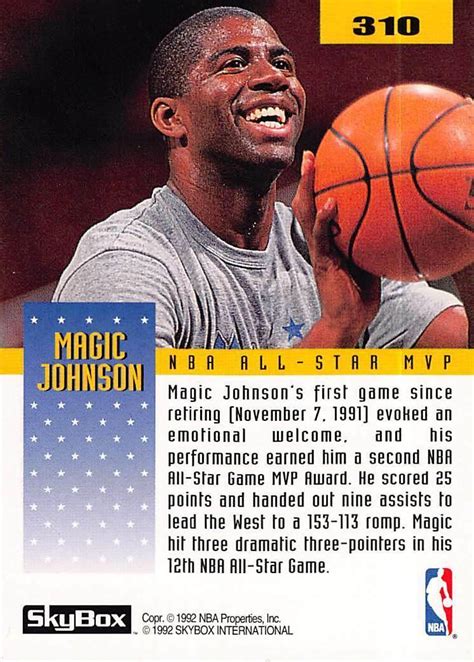 Magic Johnson 310 Prices 1992 Skybox Basketball Cards