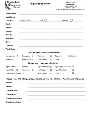 Fillable Online Ngatikahukiwhangaroa Iwi Registration Form Kaitaia