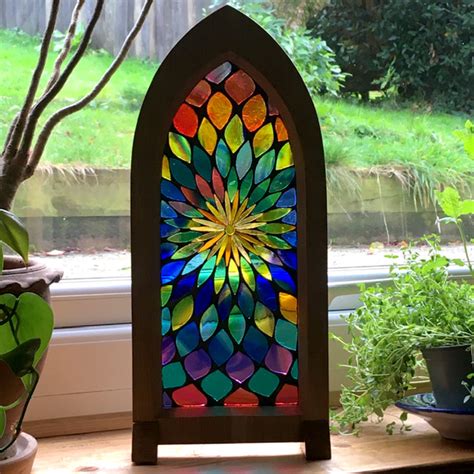 stained glass mosaic arch window blue siobhan allen