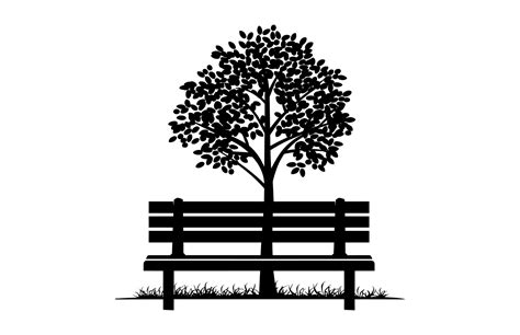 árbol y banco silueta clipart aislado en un blanco antecedentes