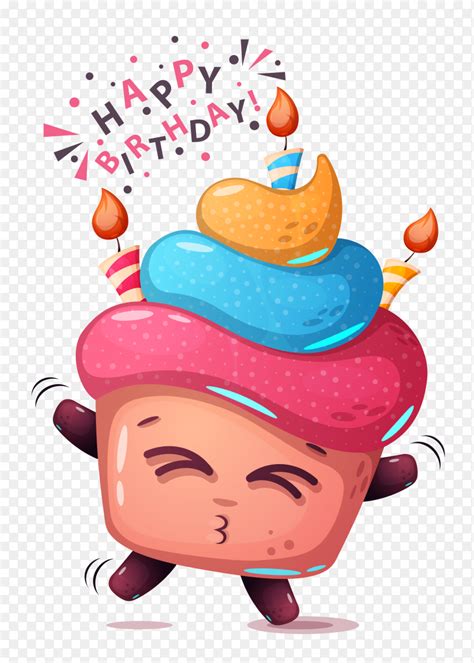 Cartoon happy birthday cake with 3 candle PNG - Similar PNG