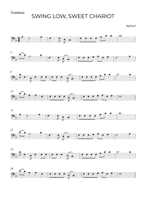 SWING LOW SWEET CHARIOT Sheet Music Spiritual Trombone Solo