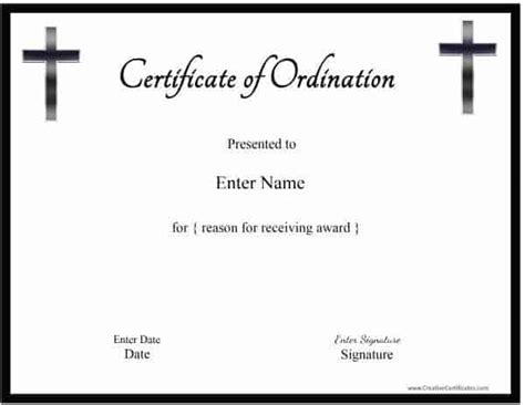 Free Printable Ordination Certificate Template Customizable