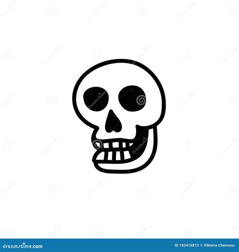 Skull Doodle Icon Vector Illustration Stock Illustration