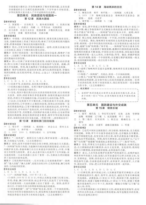 2023年全品学练考八年级历史下册人教版答案——青夏教育精英家教网——