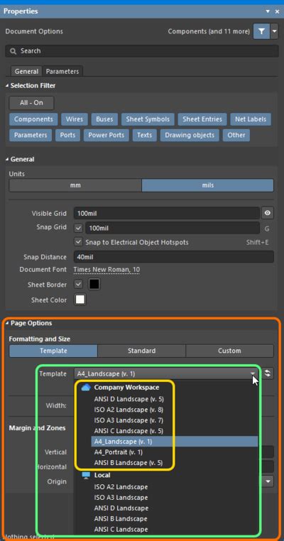 设置原理图文档 Altium Designer 24 技术文档