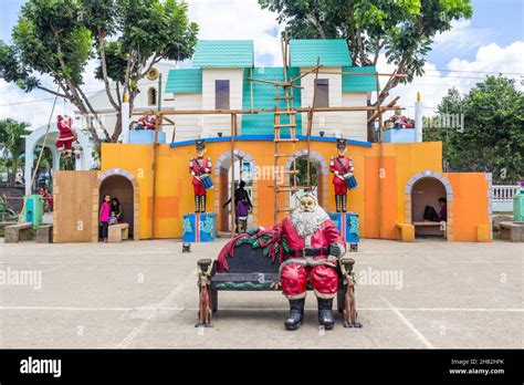 Santa Claus Statue During Christmas In Quezon Philippines Stock Photo