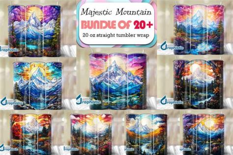 Majestic Mountain Stained Glass Bundle Graphic By Graphistic Creative