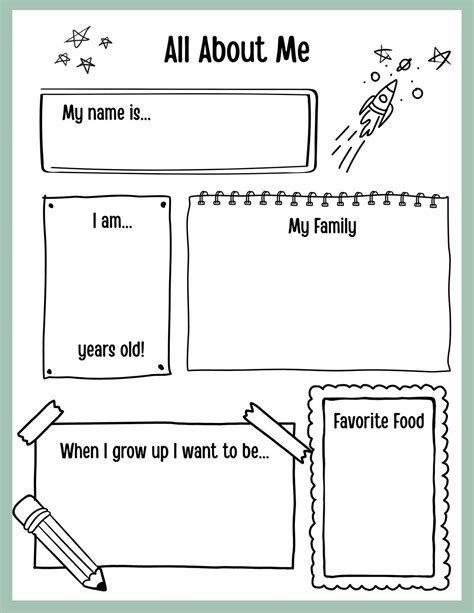 free all about me printable 5