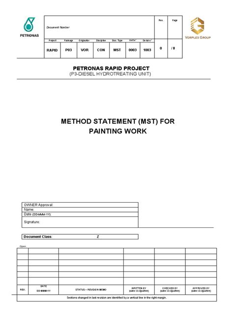 Method Statement Mst For Painting Work Petronas Rapid Project