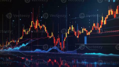 Abstract Glowing Forex Chart On Dark Background Bar Graph Finance And