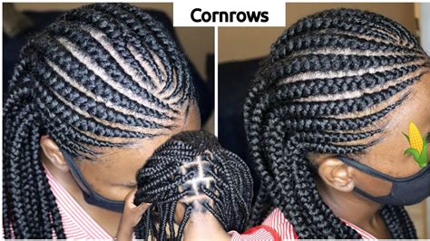 How To Easy Half Up Half Down Cornrow Hairstyle Feed In Box Braids Stitch Braids Youtube