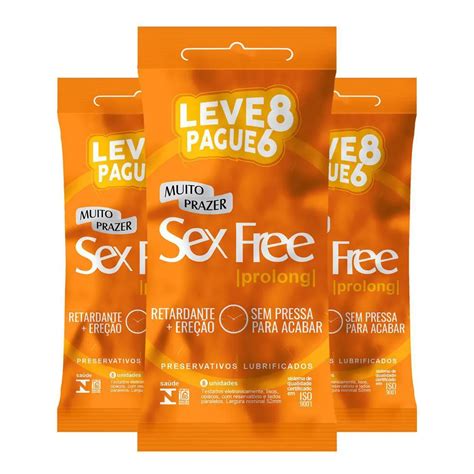 KIT 3 PRESERVATIVO SEX FREE PROLONG 8 UNIDADES Droga Raia Droga Raia