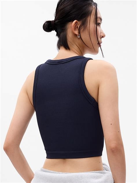 GapFit Seamless Rib Cropped Halter Tank Top Gap