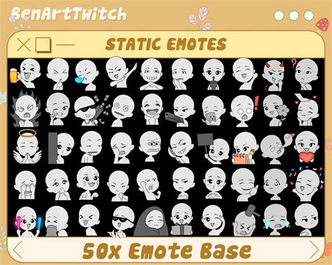 50x Diy Custom Emote Base Twitch Emotes Pack Chibi Base Draw Your Own