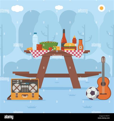 Illustration cartoon wooden picnic table hi-res stock photography and ...