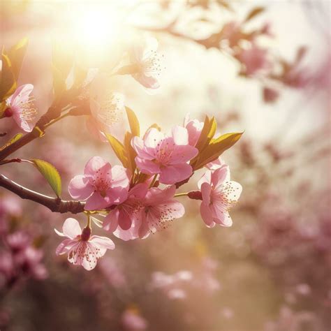 Spring Border Or Background Art With Pink Blossom Beautiful Nature