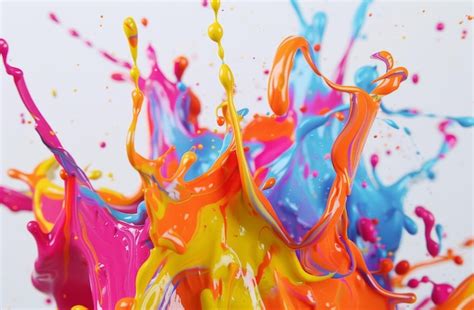 Premium Photo Vibrant Paint Splashes In MidAir