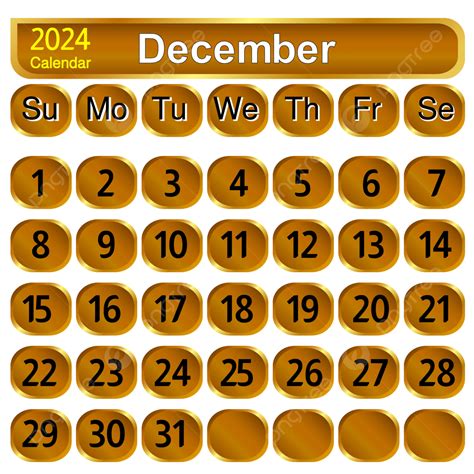 Kalender Bulan Desember 2024 Vektor Desember 2024 Kalender Desember