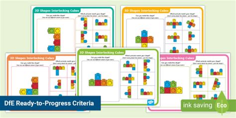 👉 3d Shapes Interlocking Cubes Matching Activity Mats