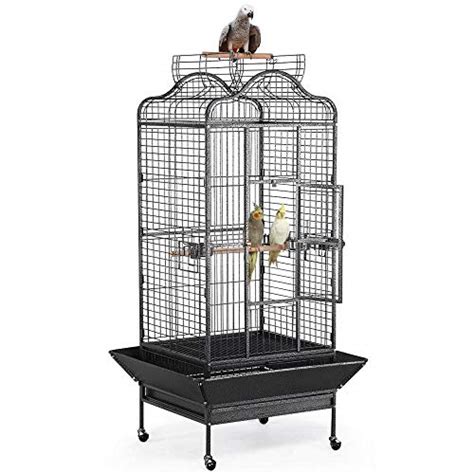 Yaheetech Bird Cage With Stand Wrought Iron Rolling Open Play Top