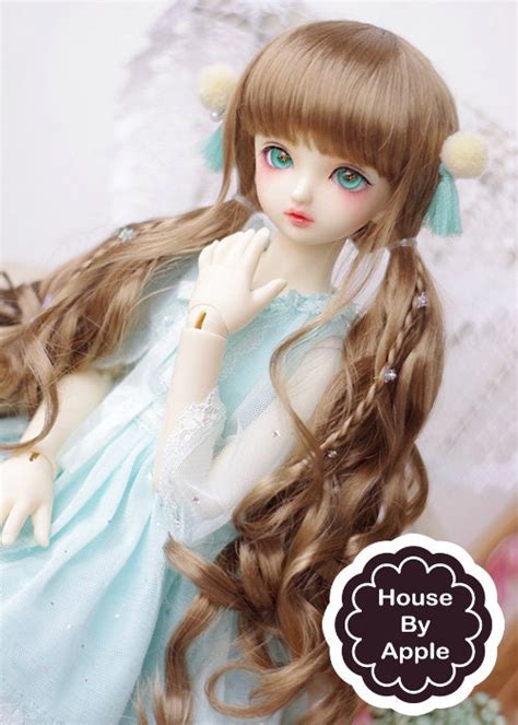 Bjd Cute Brown Long Pigtails Hair Imitation Mohair Wig For Etsy